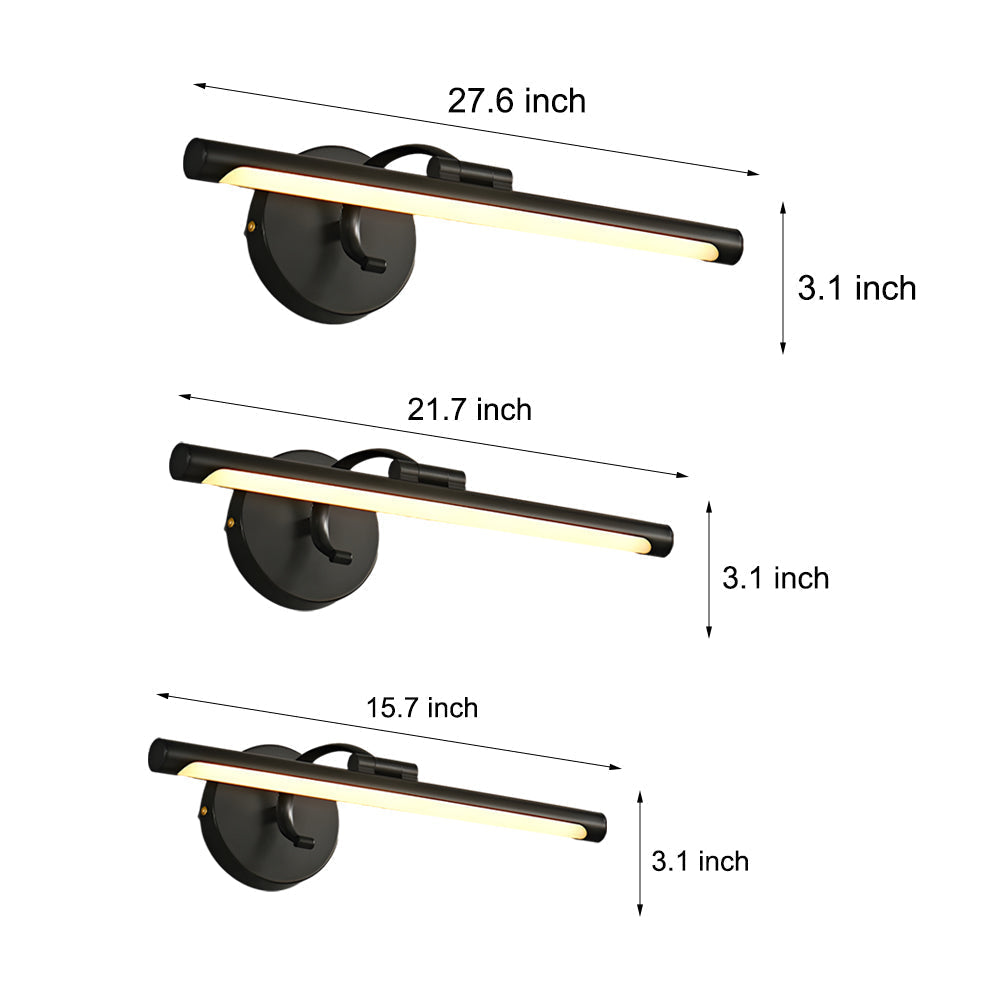 Rotatable Copper LED Vanity Light Bar Modern Bathroom Mirror Sconce with 3 Color Lighting Modes