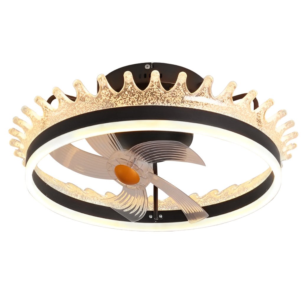 Modern 360 Degree Rotating Dimmable LED Ceiling Fan Light with Remote Control for Bedrooms and Living Rooms