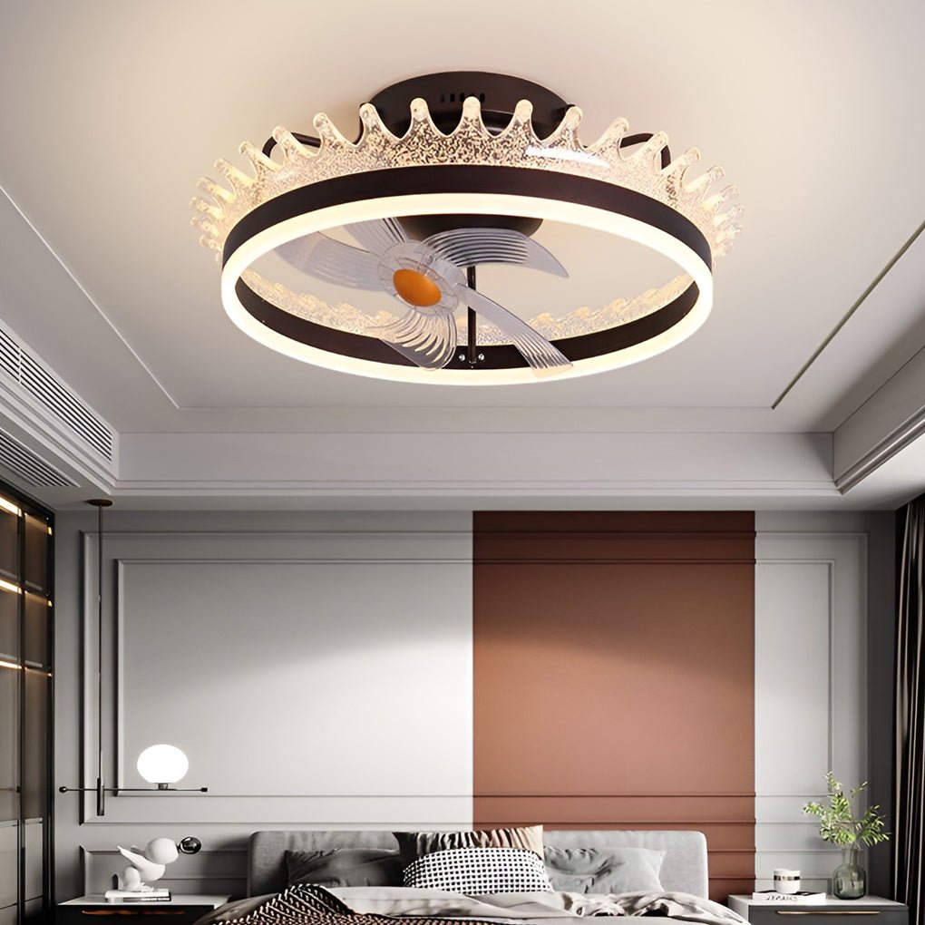 Modern 360 Degree Rotating Dimmable LED Ceiling Fan Light with Remote Control for Bedrooms and Living Rooms