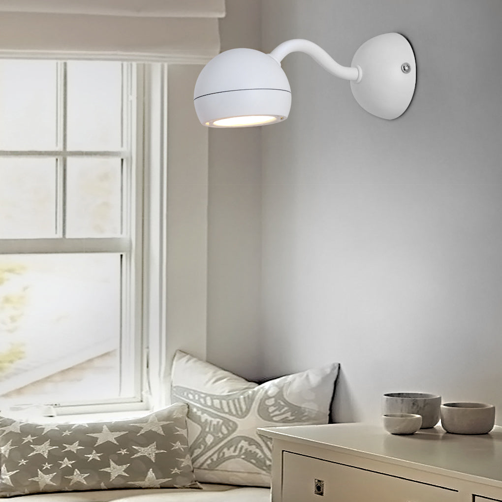 Round Adjustable LED Bedside Reading Wall Sconce Minimalist Iron Wall Mounted Light