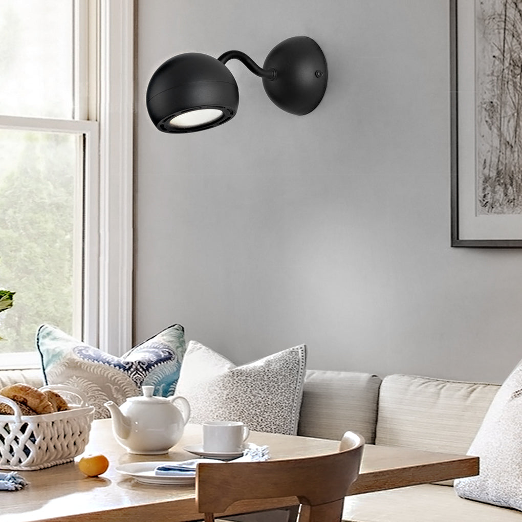 Round Adjustable LED Bedside Reading Wall Sconce Minimalist Iron Wall Mounted Light