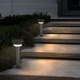 Round Black Solar LED Pathway Light Waterproof Outdoor Garden Bollard with Ground Stake for Landscape Lighting