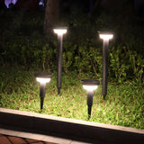 Round Black Solar LED Pathway Light Waterproof Outdoor Garden Bollard with Ground Stake for Landscape Lighting
