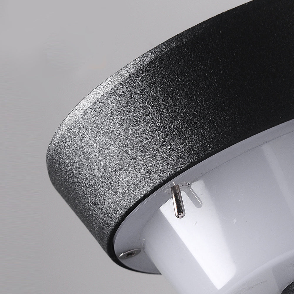 Round Black Solar LED Pathway Light Waterproof Outdoor Garden Bollard with Ground Stake for Landscape Lighting