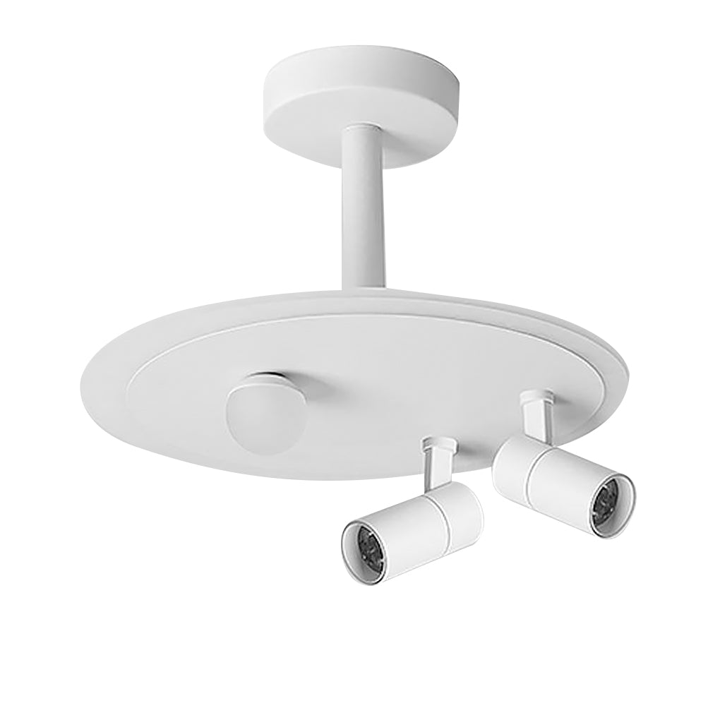 White Round LED Flush Mount Ceiling Light with Two Adjustable Spotlights