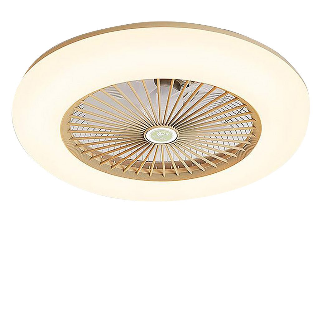 22 Inch Modern Low Profile Bladeless Ceiling Fan with LED Light and Remote Control 3 Speed