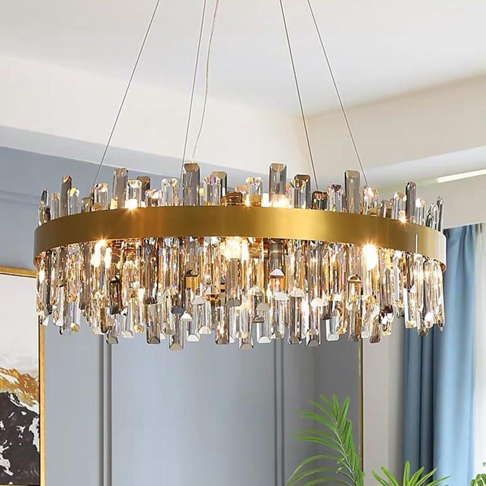 Round Gold Modern Crystal Chandelier Lantern Design Luxury Ceiling Light