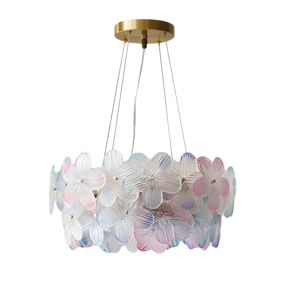Round Multi Color Glass Flower Chandelier with French Style Floral Design