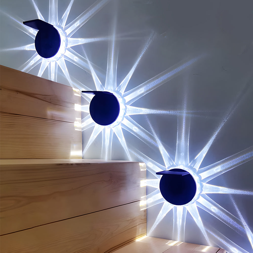 Round Solar LED Outdoor Wall Light Waterproof Petal Sconce with Remote for Garden Fence and Deck