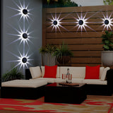 Round Solar LED Outdoor Wall Light Waterproof Petal Sconce with Remote for Garden Fence and Deck