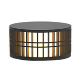 Round Solar Powered Fence Post Lights Modern Black Outdoor LED Garden Pillar Lamp Waterproof