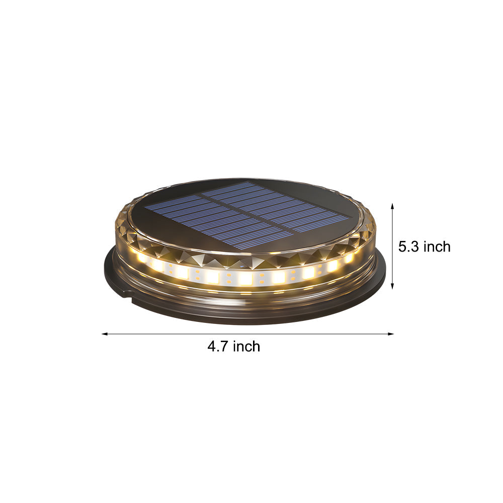 Round Solar Powered LED In Ground Path Lights 4 Pack for Outdoor Garden Walkways and Lawns Black