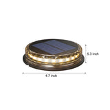 Round Solar Powered LED In Ground Path Lights 4 Pack for Outdoor Garden Walkways and Lawns Black