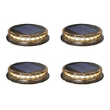 Round Solar Powered LED In Ground Path Lights 4 Pack for Outdoor Garden Walkways and Lawns Black