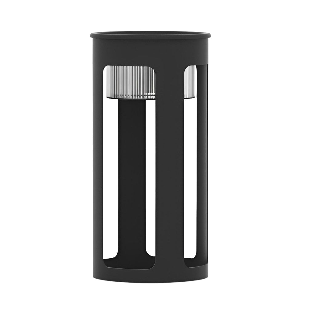 Round Solar Powered Outdoor LED Floor Lamp Waterproof Modern Black Garden Path Light