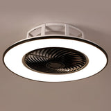 Modern Black Round Bladeless Ceiling Fan with Stepless Dimmable LED Light and Remote Control