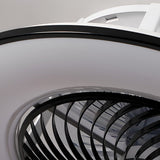 Modern Black Round Bladeless Ceiling Fan with Stepless Dimmable LED Light and Remote Control