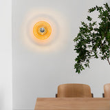 Round Striped Glass Wall Lamp Nordic Electroplated Iron Ceiling Light for Bedroom and Hallway