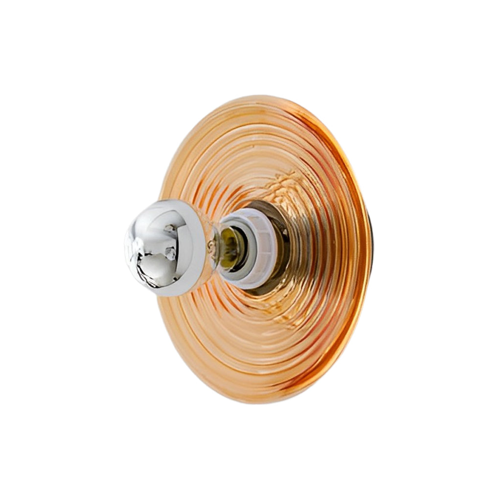 Round Striped Glass Wall Lamp Nordic Electroplated Iron Ceiling Light for Bedroom and Hallway