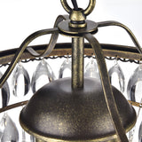 Round Tiered Crystal Water Drop Chandelier with Aged Gold Metal Frame and Teardrop Glass Accents