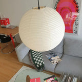 Round Washi Paper Pendant Light Japanese Style Handmade Lantern Ceiling Lamp for Indoor Illumination