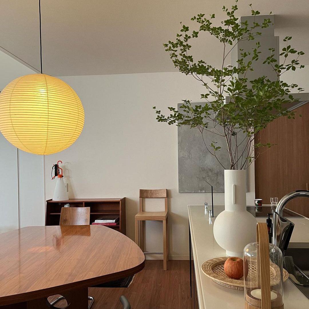 Round Washi Paper Pendant Light Japanese Style Handmade Lantern Ceiling Lamp for Indoor Illumination
