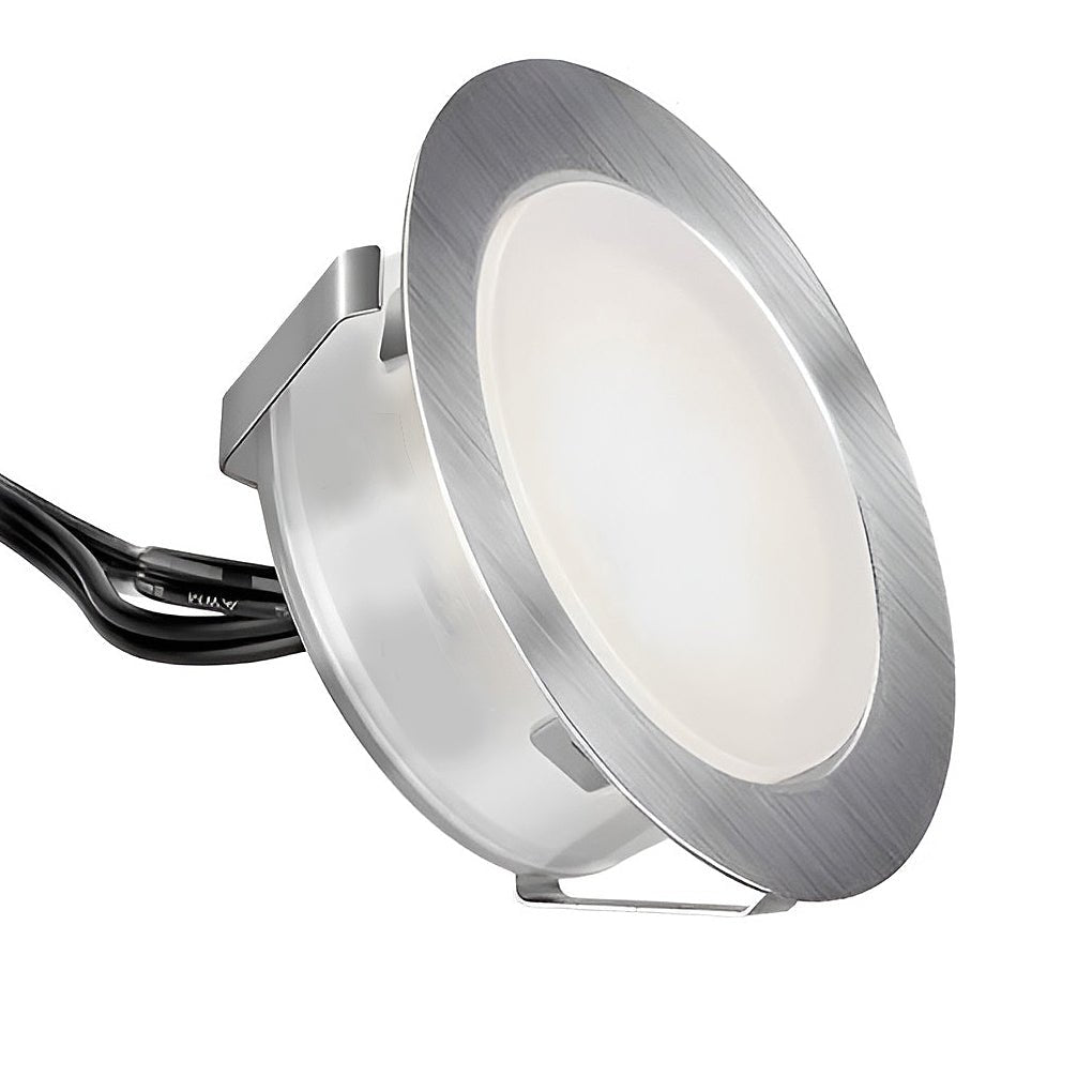 Round White Stainless Steel LED Deck Step Lights IP67 Waterproof Outdoor Inground Well Lighting Set
