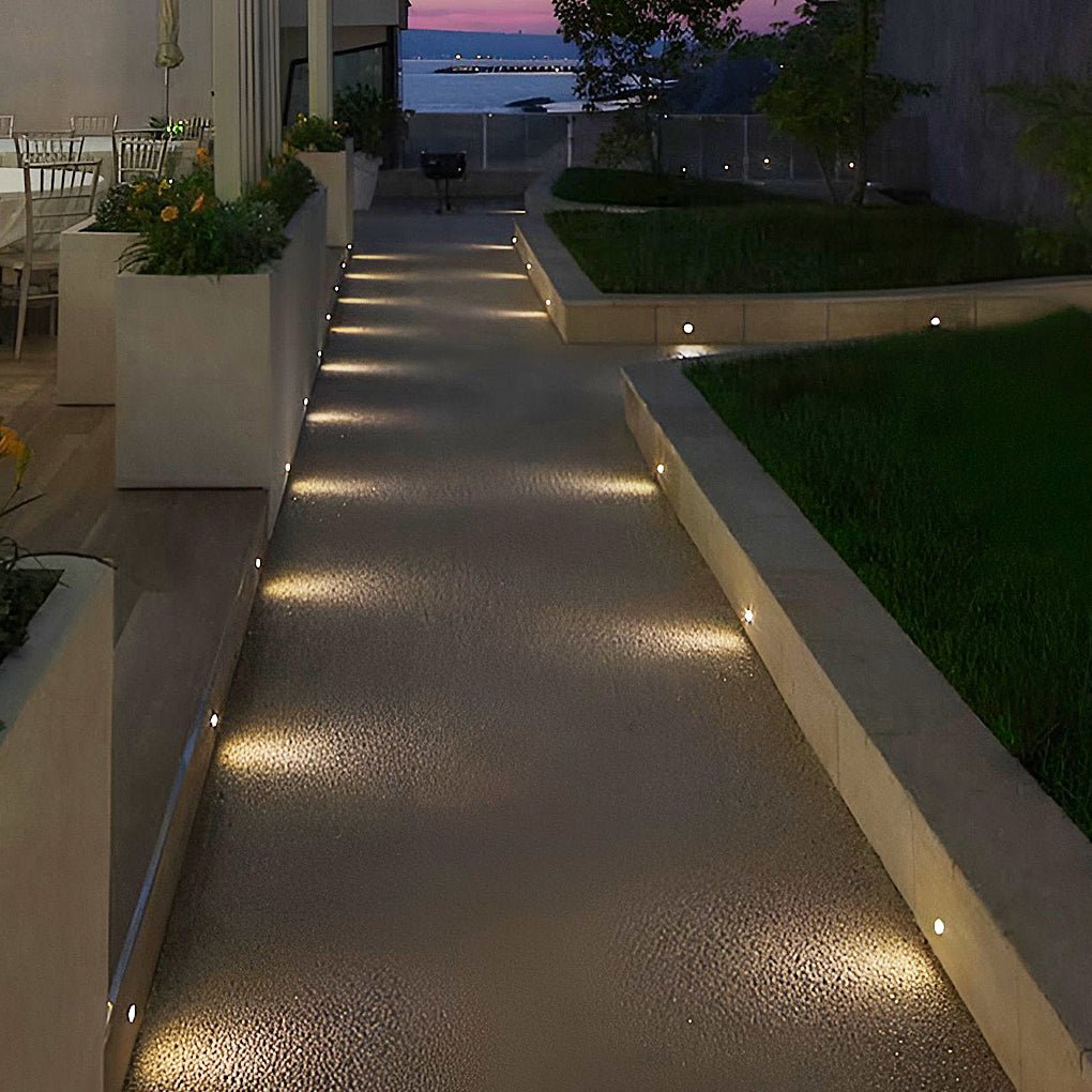 Round White Stainless Steel LED Deck Step Lights IP67 Waterproof Outdoor Inground Well Lighting Set
