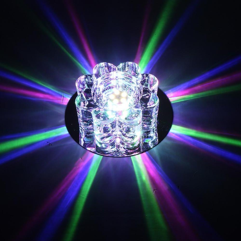 Modern Geometric Crystal Floral LED Flush Mount Ceiling Light for Hallway with RGB Multi Color Effects
