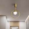 Nordic Gold Copper Ring LED Flush Mount Ceiling Light Fixture Modern Brass Circle Chandelier