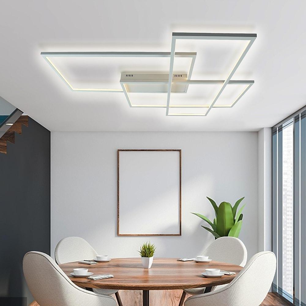 Modern Rectangular Three Tier LED Flush Mount Ceiling Light with Integrated Central Panel