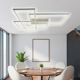 Modern Geometric LED Ceiling Light Overlapping Rectangles Flush Mount Aluminum Fixture