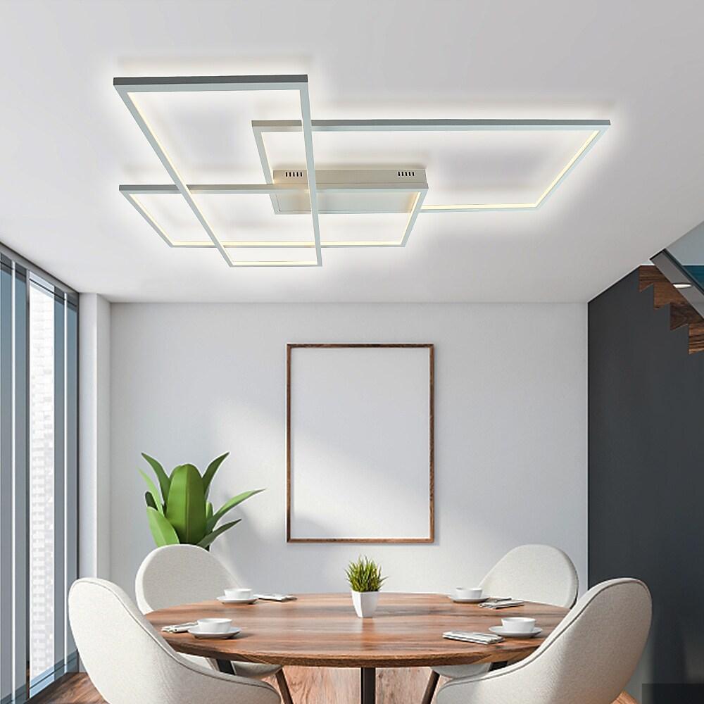 Modern Geometric LED Ceiling Light Overlapping Rectangles Flush Mount Aluminum Fixture