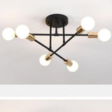 Modern 6 Light Sputnik Chandelier Metal Ceiling Pendant Lamp for Kitchen Living Room Dining Area