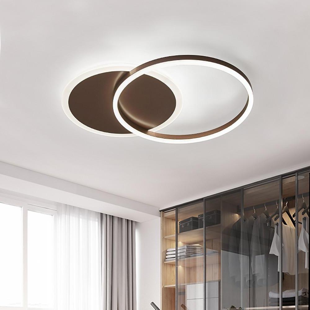Modern 22 Inch Double Ring LED Flush Mount Ceiling Light Fixture for Living Room and Bedroom