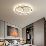 Modern Three Ring Geometric LED Ceiling Light Metal Flush Mount Fixture for Bedroom and Living Room