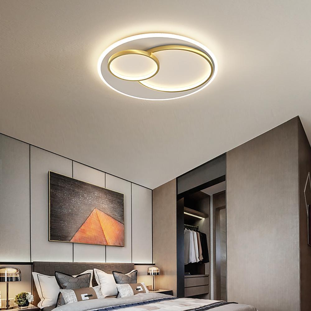 Modern Three Ring Geometric LED Ceiling Light Metal Flush Mount Fixture for Bedroom and Living Room