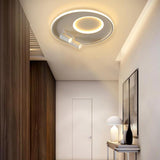 Modern Circular LED Flush Mount Ceiling Light with Integrated Dual Spotlights for Living Room and Bedroom