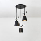 Rustic Antler 3 Light LED Chandelier Classic Farmhouse Pendant Light Fixture for Kitchen and Dining Room