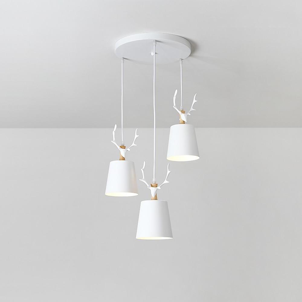 Rustic Antler 3 Light LED Chandelier Classic Farmhouse Pendant Light Fixture for Kitchen and Dining Room