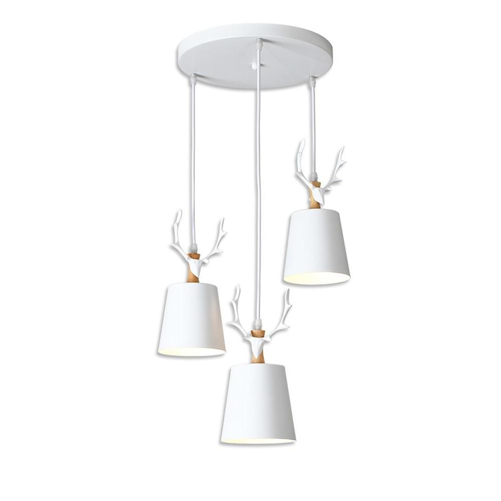 Rustic Antler 3 Light LED Chandelier Classic Farmhouse Pendant Light Fixture for Kitchen and Dining Room