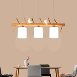 Rustic Bamboo and Wood Kitchen Island Pendant Lighting with Clear Glass Shades for Farmhouse Dining