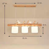 Rustic Bamboo and Wood Kitchen Island Pendant Lighting with Clear Glass Shades for Farmhouse Dining