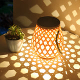 Rustic Bamboo Style LED Solar Outdoor Lantern with USB Charging Port for Garden and Patio