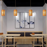 Rustic Bamboo Weave Pendant Light Fixture with Unique Squiggly Pattern for Boho Living Spaces