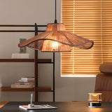 Rustic Double Layer Hemp Rope Weave Umbrella Pendant Light Retro Kitchen Island Ceiling Fixture