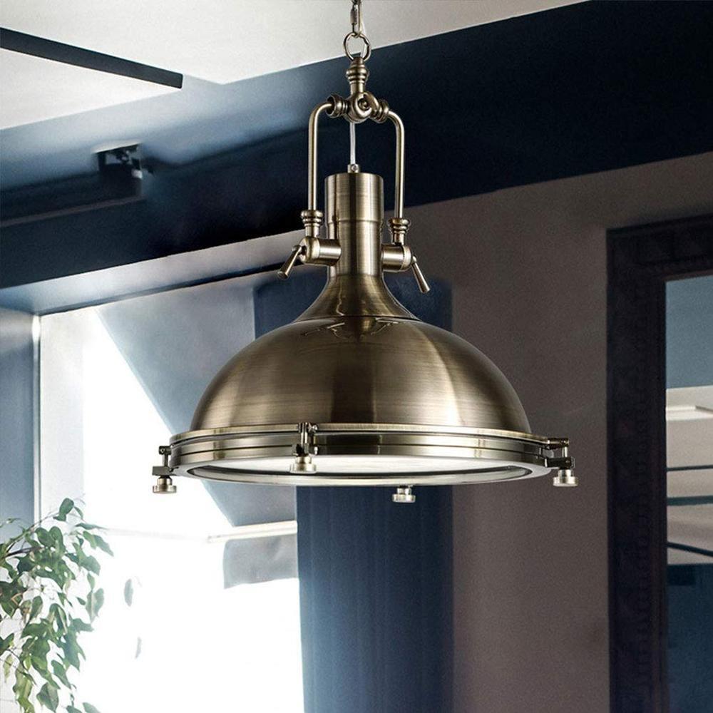 Rustic Industrial Metal Pendant Light Nautical Style Hanging Ceiling Lamp for Kitchen and Dining Room