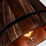 Rustic Industrial Wood Bucket Pendant Lighting for Vintage Restaurant Bar and Cafe