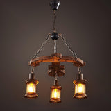 Rustic Industrial Wood Chandelier Nautical Farmhouse Hanging Ceiling Light