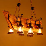 Rustic Industrial Wood Chandelier Nautical Farmhouse Hanging Ceiling Light